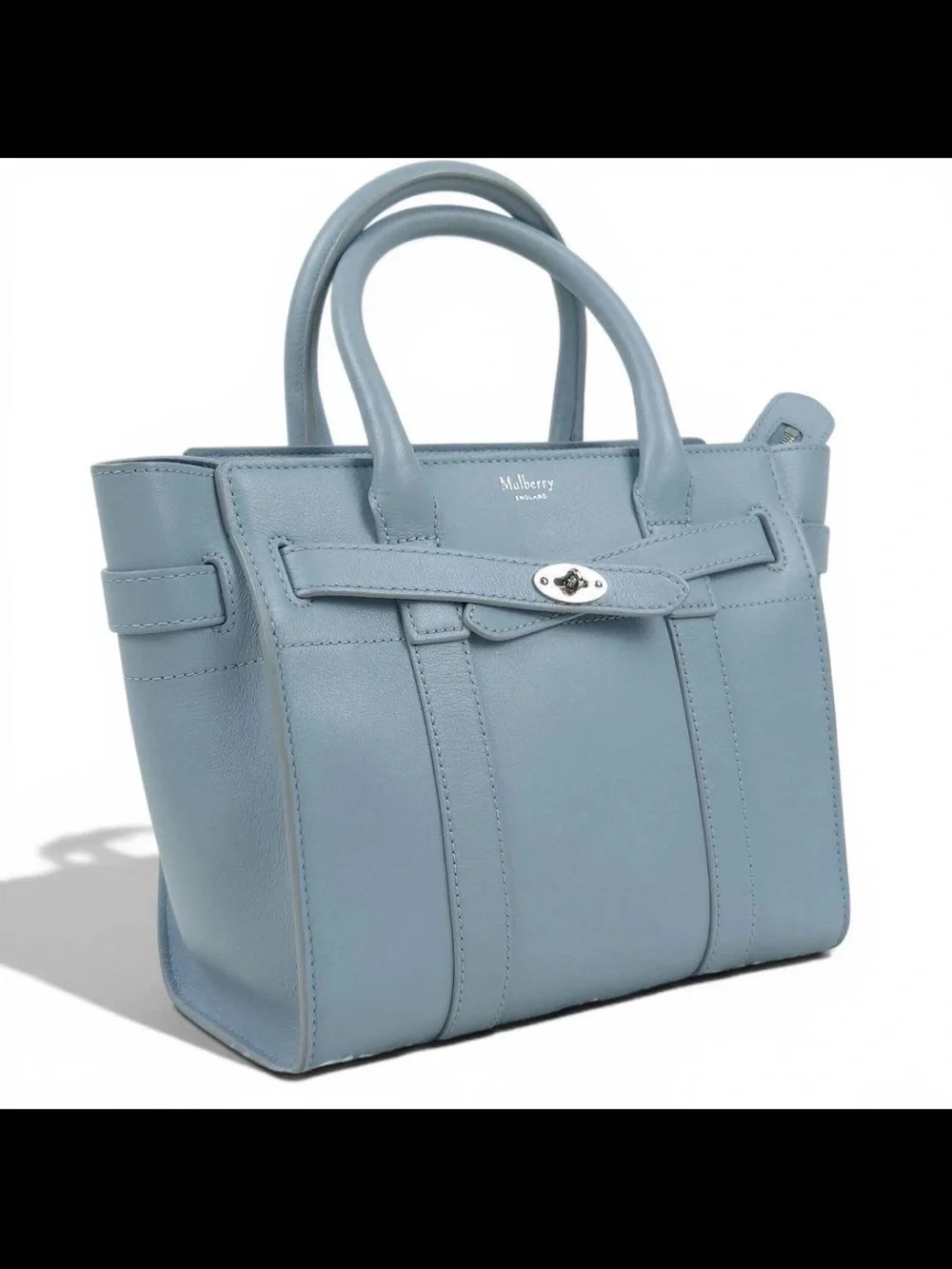 Mulberry Small Bayswater Tote in Light Blue Leather